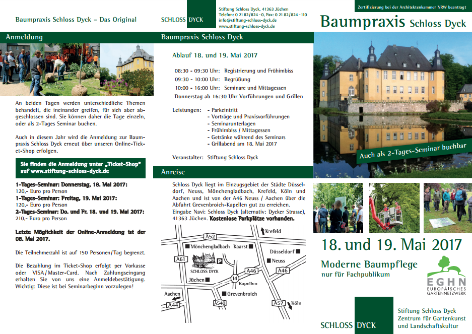 Flyer Baumpraxis Schloss Dyck 2017